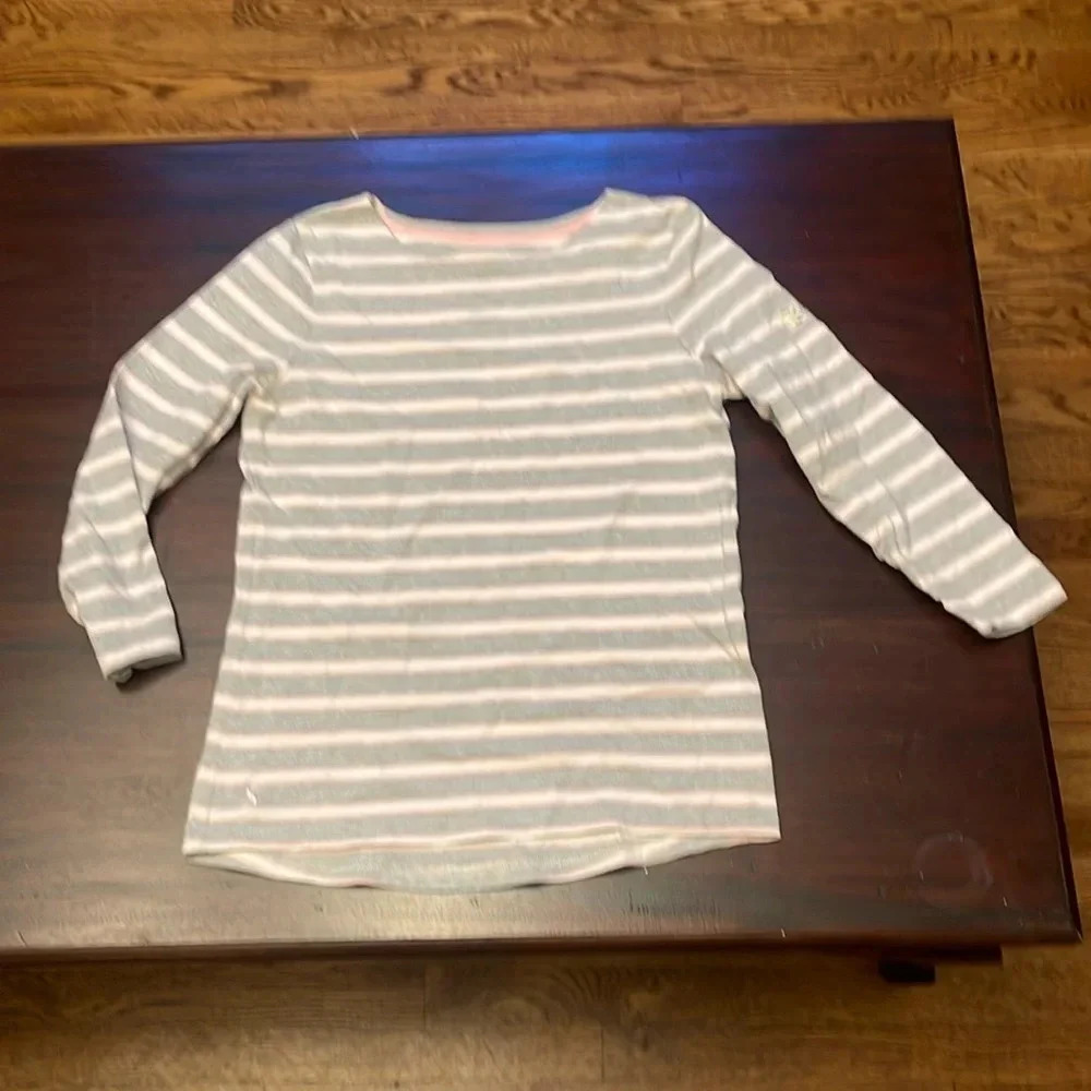 Joules gray and pink striped boat neck shirt size 2